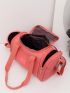 Letter Patch Detail Duffel Bag Watermelon Pink