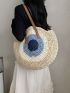 Color Block Straw Bag Vacation Large Capacity