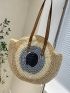 Color Block Straw Bag Vacation Large Capacity