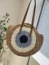 Color Block Straw Bag Vacation Large Capacity