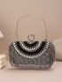 Mini Box Bag Rhinestone & Fringe Decor Glamorous