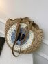 Color Block Straw Bag Vacation Large Capacity