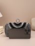 Mini Box Bag Rhinestone & Fringe Decor Glamorous