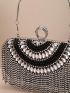 Mini Box Bag Rhinestone & Fringe Decor Glamorous