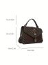 Geometric Pattern Square Bag Buckle Decor Flap PU