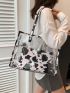 Clear Shoulder Tote Bag With Inner Pouch Contrast Binding