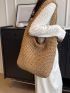 Beige Straw Bag Hollow Out Vacation