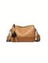 Color Block Hobo Bag PU Stitch Detail Litchi Embossed