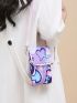 Heart Pattern Phone Wallet Flap Bow Decor Guipure Lace Trim