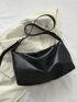 Black Hobo Bag PU Minimalist With Zipper