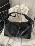 Black Hobo Bag PU Minimalist With Zipper