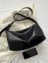 Black Hobo Bag PU Minimalist With Zipper