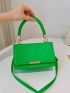 Mini Square Bag Quilted Flap PU Green