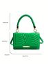 Mini Square Bag Quilted Flap PU Green