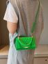 Mini Square Bag Quilted Flap PU Green