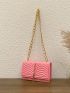 Mini Square Bag Quilted Tassel Decor Flap PU