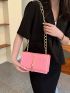 Mini Square Bag Quilted Tassel Decor Flap PU