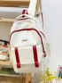 Medium Classic Backpack Colorblock Letter Patch Decor