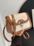 Mini Saddle Bag Colorblock Cartoon Embossed Twist Lock