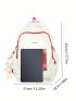 Medium Classic Backpack Colorblock Letter Patch Decor