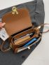 Mini Saddle Bag Colorblock Cartoon Embossed Twist Lock