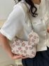 Preppy Style Shoulder Bag Flower Pattern With Coin Purse