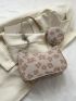 Preppy Style Shoulder Bag Flower Pattern With Coin Purse