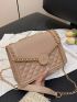 Small Square Bag Quilted Chain Strap Flap