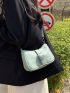 Small Hobo Bag Solid Color Buckle Decor Chain Strap