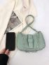 Small Hobo Bag Solid Color Buckle Decor Chain Strap