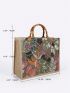 Medium Straw Bag Sequin Decor Random Floral Pattern