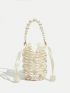 MOD Mini Bucket Bag Pearl Beaded Design Drawstring Detail