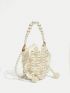 MOD Mini Bucket Bag Pearl Beaded Design Drawstring Detail