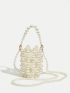 MOD Mini Bucket Bag Pearl Beaded Design Drawstring Detail