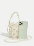 MOD Mini Bucket Bag Pearl Beaded Design Drawstring Detail