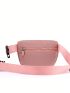 Mini Letter Patch Decor Fanny Pack Pink Zipper