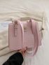 Crocodile Embossed Square Bag Double Handle Buckle Decor Pink