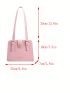 Crocodile Embossed Square Bag Double Handle Buckle Decor Pink