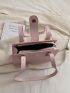 Crocodile Embossed Square Bag Double Handle Buckle Decor Pink