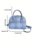 Plaid Pattern Dome Bag Double Handle Zipper