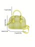 Plaid Pattern Dome Bag Double Handle Zipper