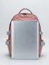 Letter Patch Decor Classic Backpack Medium Zipper Pink