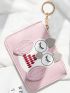 Cute Pu Simple Card Holder With Keyring