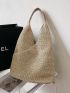 Solid Color Straw Bag Vacation Style