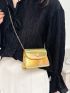 Mini Flap Square Bag Button Decor Holographic Funky