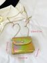 Mini Flap Square Bag Button Decor Holographic Funky