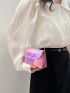 Mini Flap Square Bag Button Decor Holographic Funky