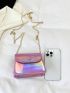 Mini Flap Square Bag Button Decor Holographic Funky