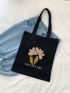 Small Shopper Bag Letter & Floral Graphic Preppy