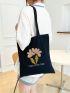 Small Shopper Bag Letter & Floral Graphic Preppy